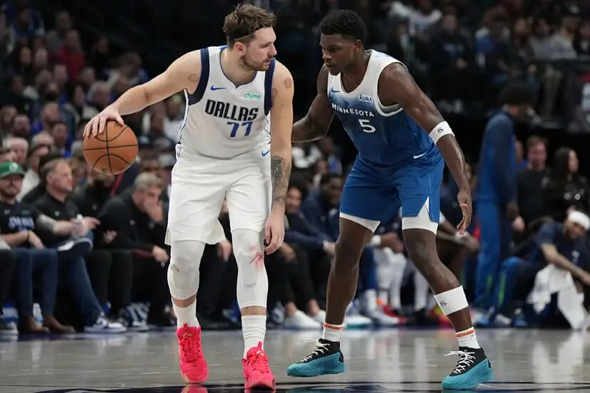 Anthony Edwards guarding Luka Doncic